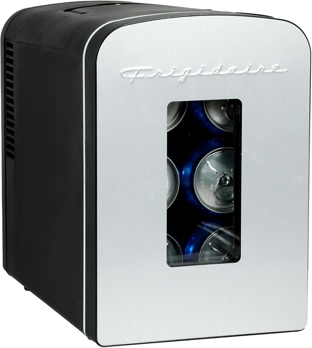 Frigidaire Portable 9-Can Mini Cooler Fridge, 5L, Brushed Stainless Rugged, Window, EFMIS189-SS, Clear Door, Glass : Everything Else