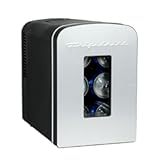 Portable 9-Can Mini Cooler Fridge&comma; 5L&comma; Brushed Stainless Rugged&comma; Window&comma; EFMIS189-SS&comma; Clear Door&comma; Glass