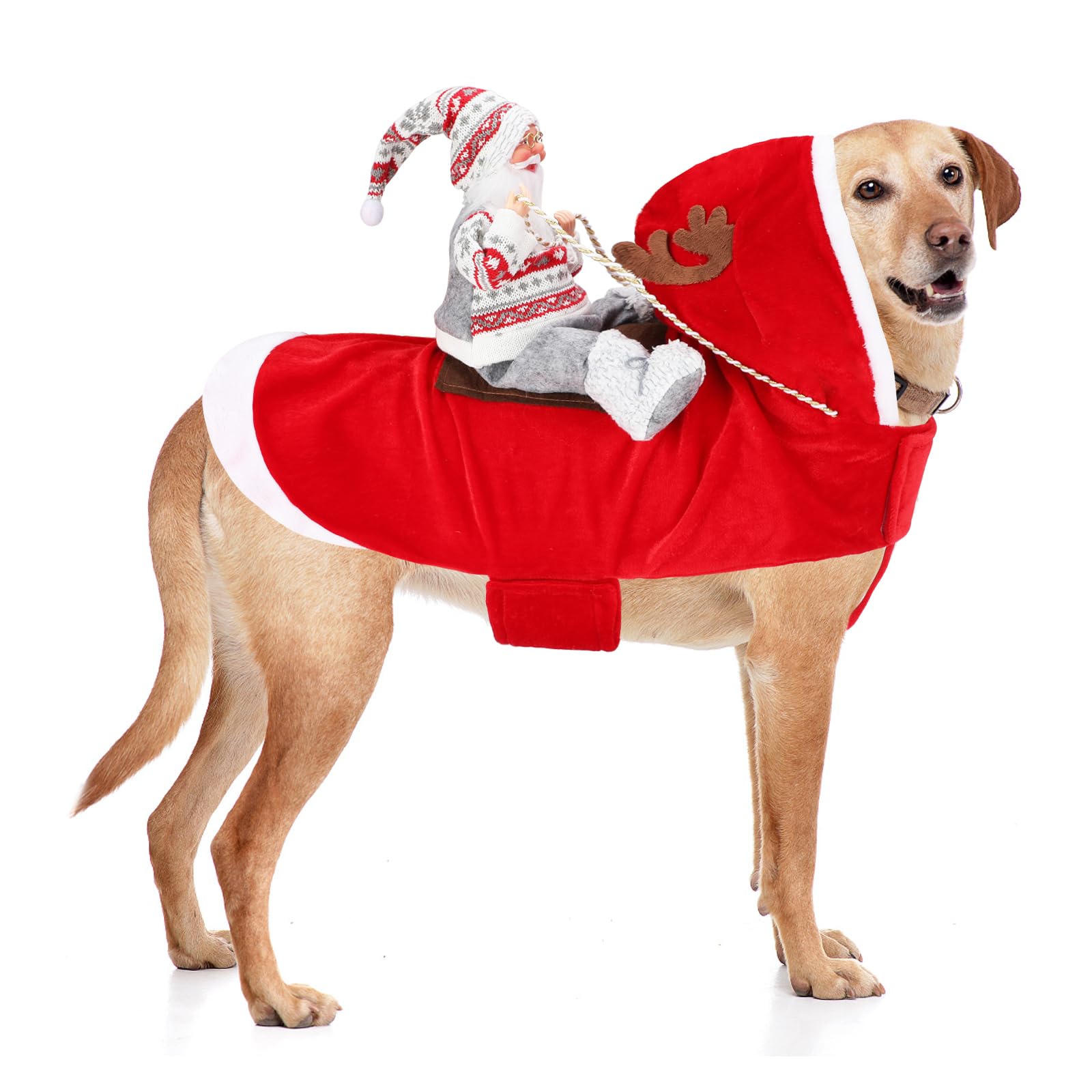 BWOGUE Santa Dog Costume Christmas Pet Clothes Santa Claus Riding Pet Cosplay Costumes Party Dressing up Dogs Cats Outfit for Small Medium Large Dogs