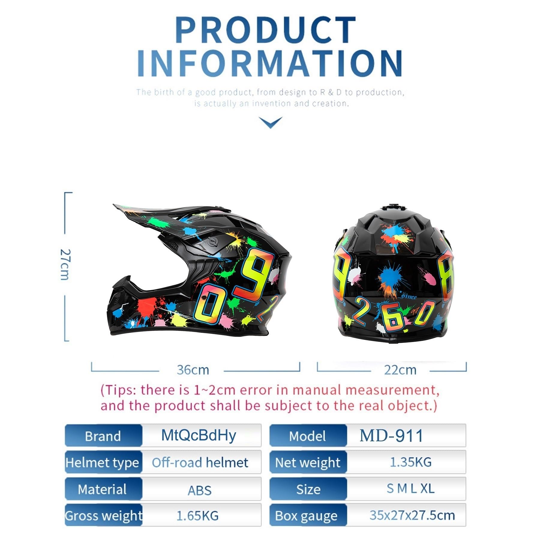 Motocross Helm Damen Herren, ECE 22.06 Zertifizierung Motorradhelm, Jugend Motorrad Downhill Full Face ATV Helm, Cycling Helmet with Visor, MTB Cross Helm Mit Belüftung Entlüftung(Black,XL)