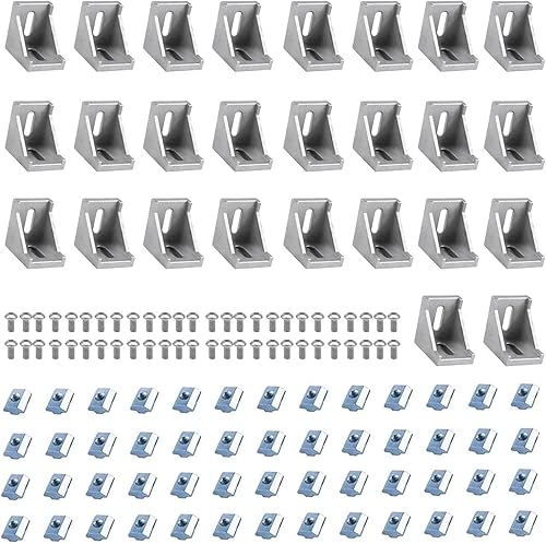 Miniatura 142 de 10 unids 2020 placa de extrusión de aluminio conector esquina L soporte 8020 V ranura hardware ranura T accesorios con tuercas en T y tornillos
