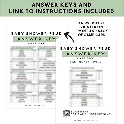 Miniatura 3 de Your Main Event Prints Eucalyptus Baby Shower Family Feud Juego - 50 tarjetas de preguntas, 3 rondas de dinero rápido, 1 guía de instrucciones