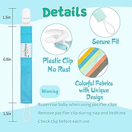 babygoal Neutral Pacifier Clips, 6 Pack Paci Holder Clip Leashes Fits for Most Pacifiers and Binkies 6PS10