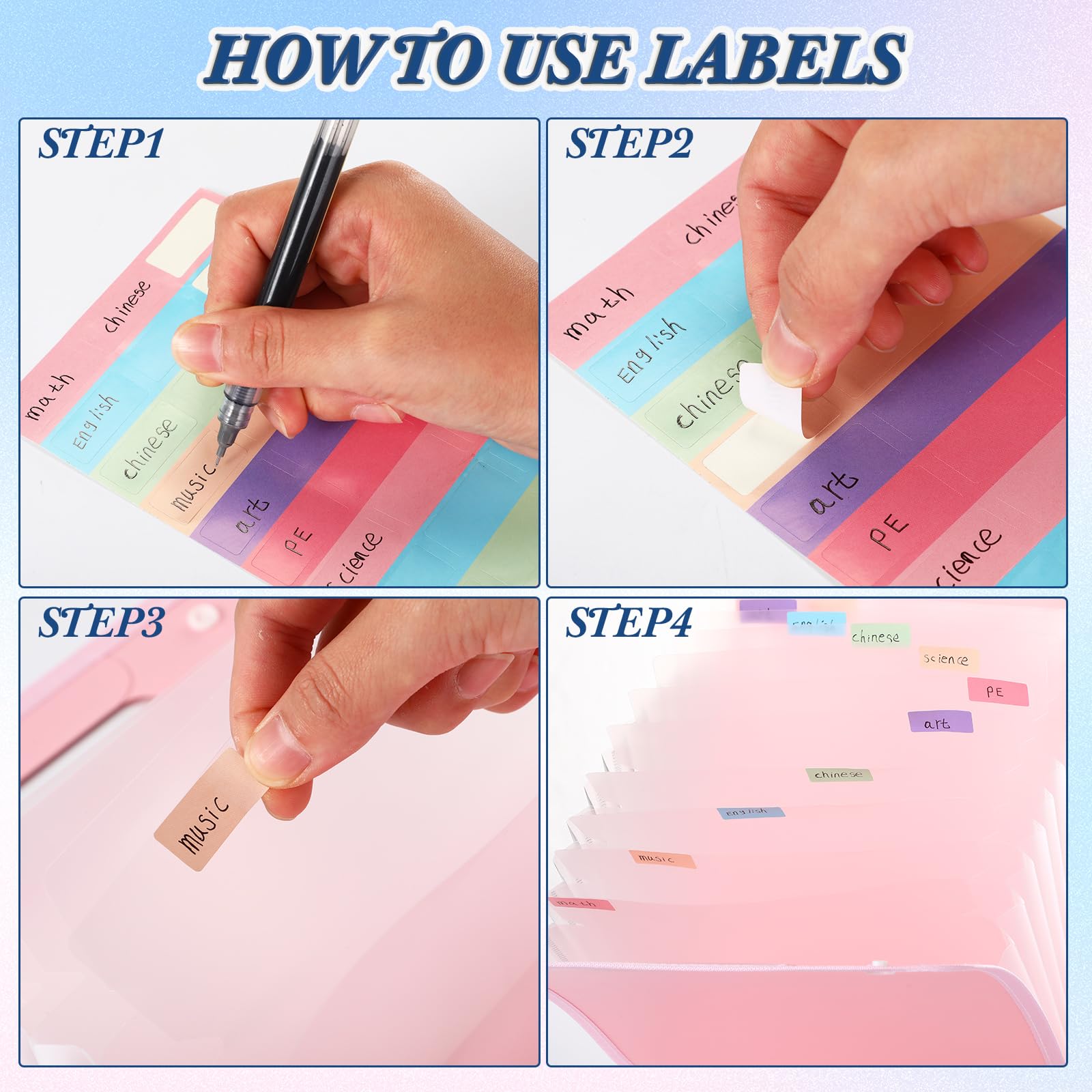 Classeur Extensible A4 Rose Clair 13 Poches – Organisateur Pratique Avec Étiquettes Colorées Et Fermeture Élastique