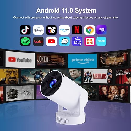 Miniatura 6 de Mini altavoz portátil HY300 Pro HiFi Proyector de TV Android con WiFi y Bluetooth - 1080P FHD, 2x5W Altavoz 360° Sonido estéreo, WiFi6, Keystone