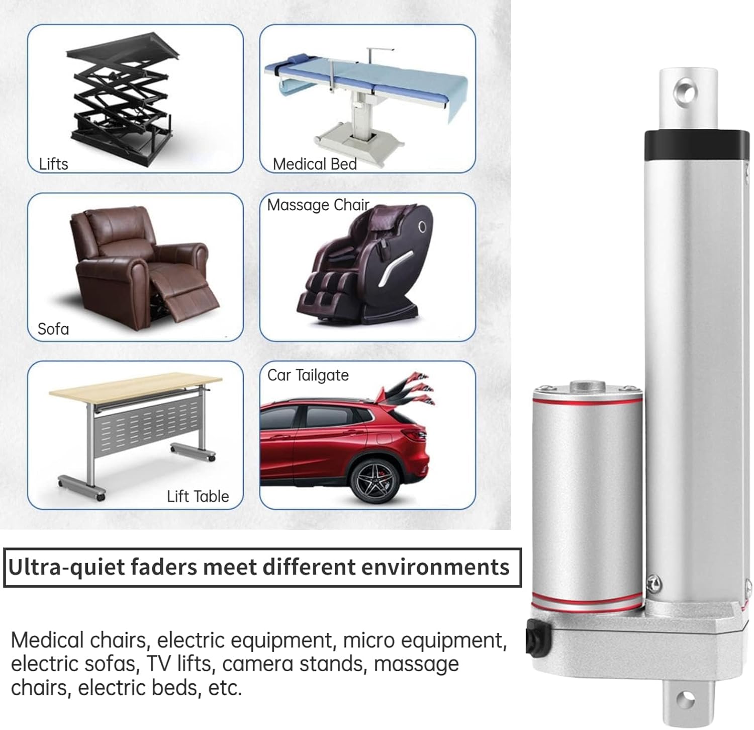 24V Electric Linear Actuator 100mm Stroke 750N Push Force Heavy Duty with Mounting Brackets Included
