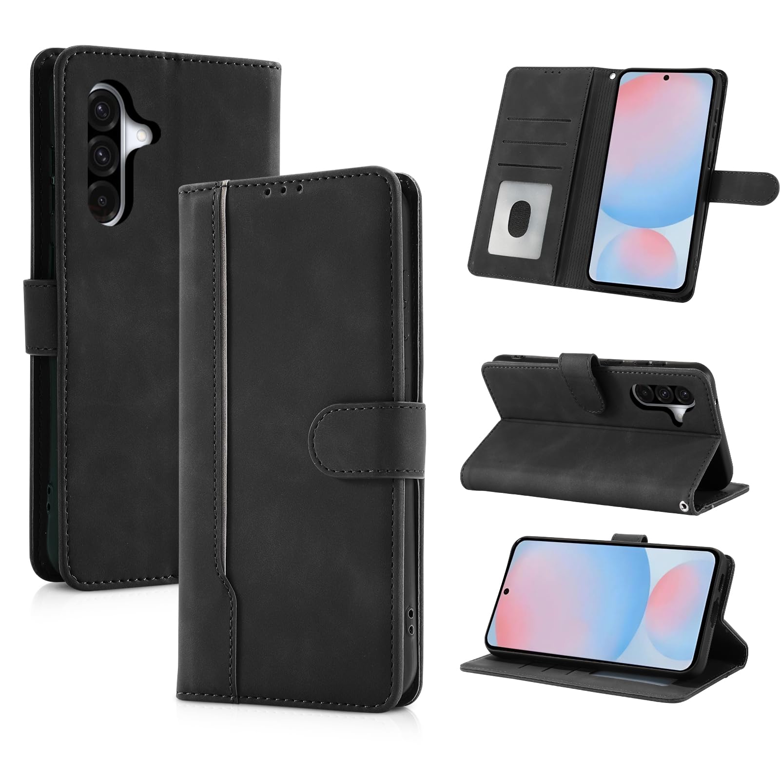 AsWant Handyhülle für Samsung Galaxy A56 5G Hülle Premium Leder Klappbar Flip Case Magnetische [Kartenfächern] [Standfunktion] Tasche RFID Schutzhülle für Galaxy A56 (Schwarz)