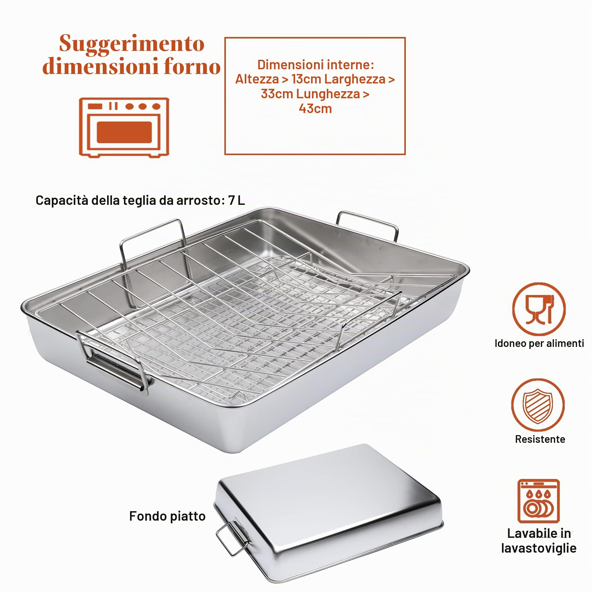 Yoassi Teglia da Forno con Griglia in Acciaio Inox, Rettangolare Vassoio con Manici, Antiaderente per Arrostire, Raffreddamento e Cottura per Dolci, Biscotti