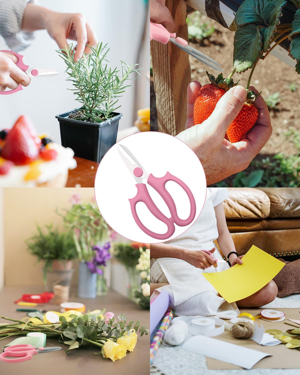 Pink Flower Scissors, Thickened Stainless Steel Floral Pruning Snips – Sharp Garden Clippers for Fresh Flowers, Flower Arrangement Supplies, DIY Floral Cutting Scissor (12 PCS Pink)