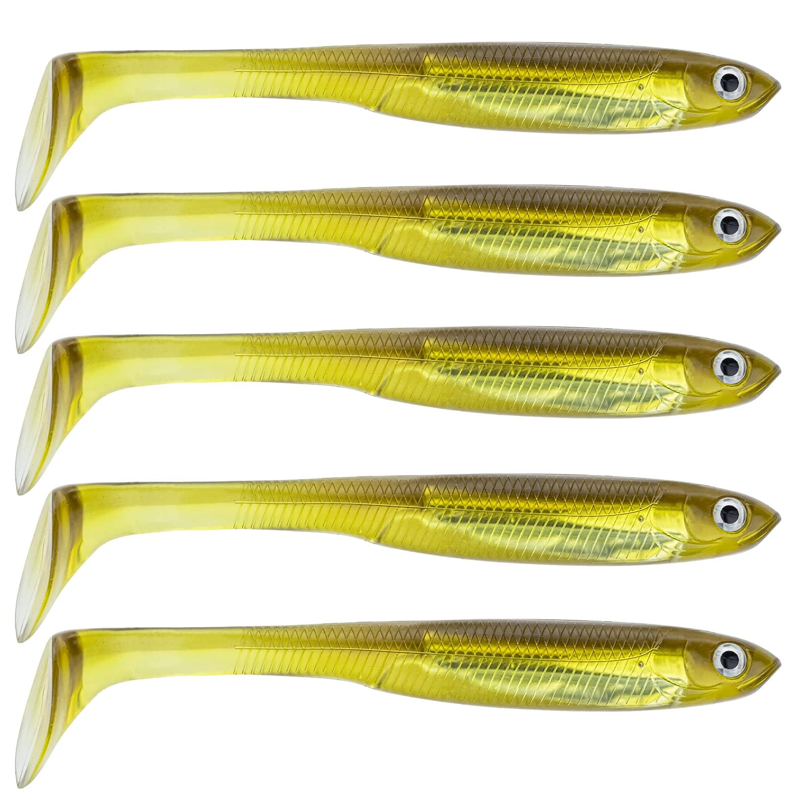 QualyQualy Soft Plastic Swimbait Paddle Tail Shad Lure Soft Bass Shad Bait Minnow Paddle Tail Swim Bait for Bass Trout Walleye Crappie - 2.75in, 3.14in, 3.94in, 5in