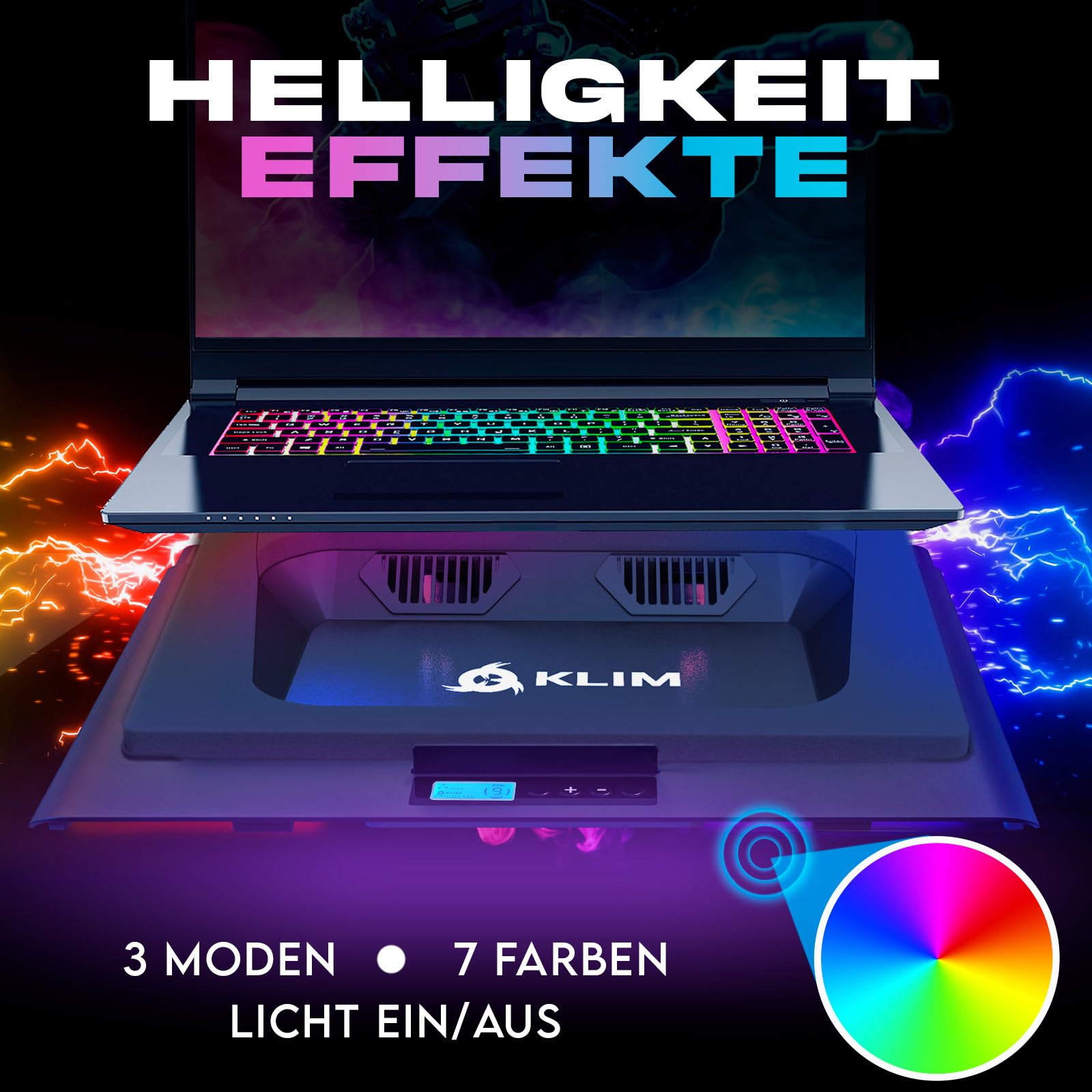KLIM Everest Laptop Cooling Pad | Leistungsstarker Turbo-Lüfter 4300 RPM Laptop-Kühler | Versiegelter Schaumstoff für maximale Leistung | Vermeide Überhitzung | 14-17.3 Zoll