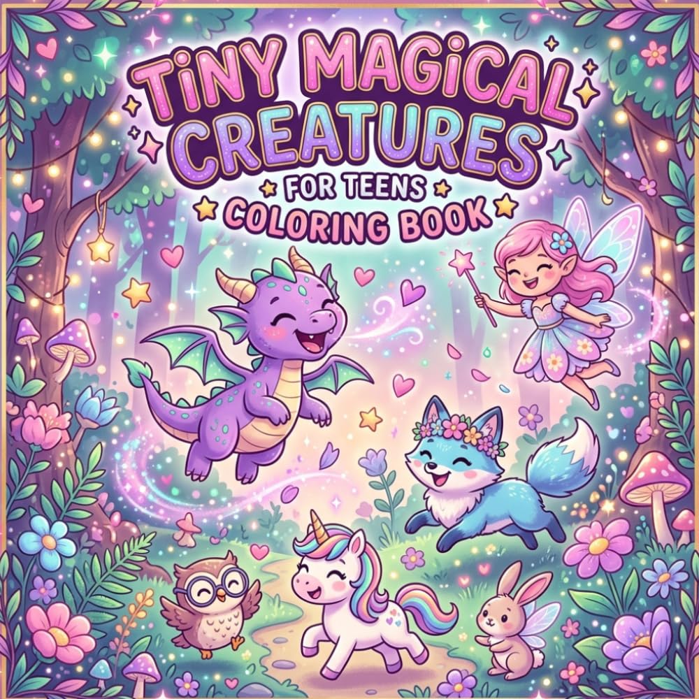 Cute Tiny Magic Coloring Book: for Teens Kawaii Fantasy Worlds, Mini Houses, Fairies & Cozy Scenes to Color