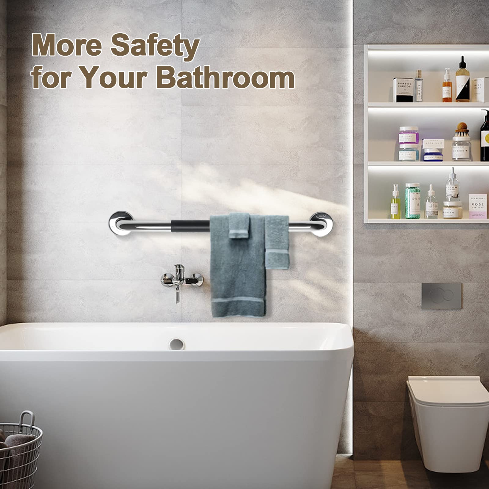 Barre antiscivolo per bagno e doccia (81,3 cm, in silicone)