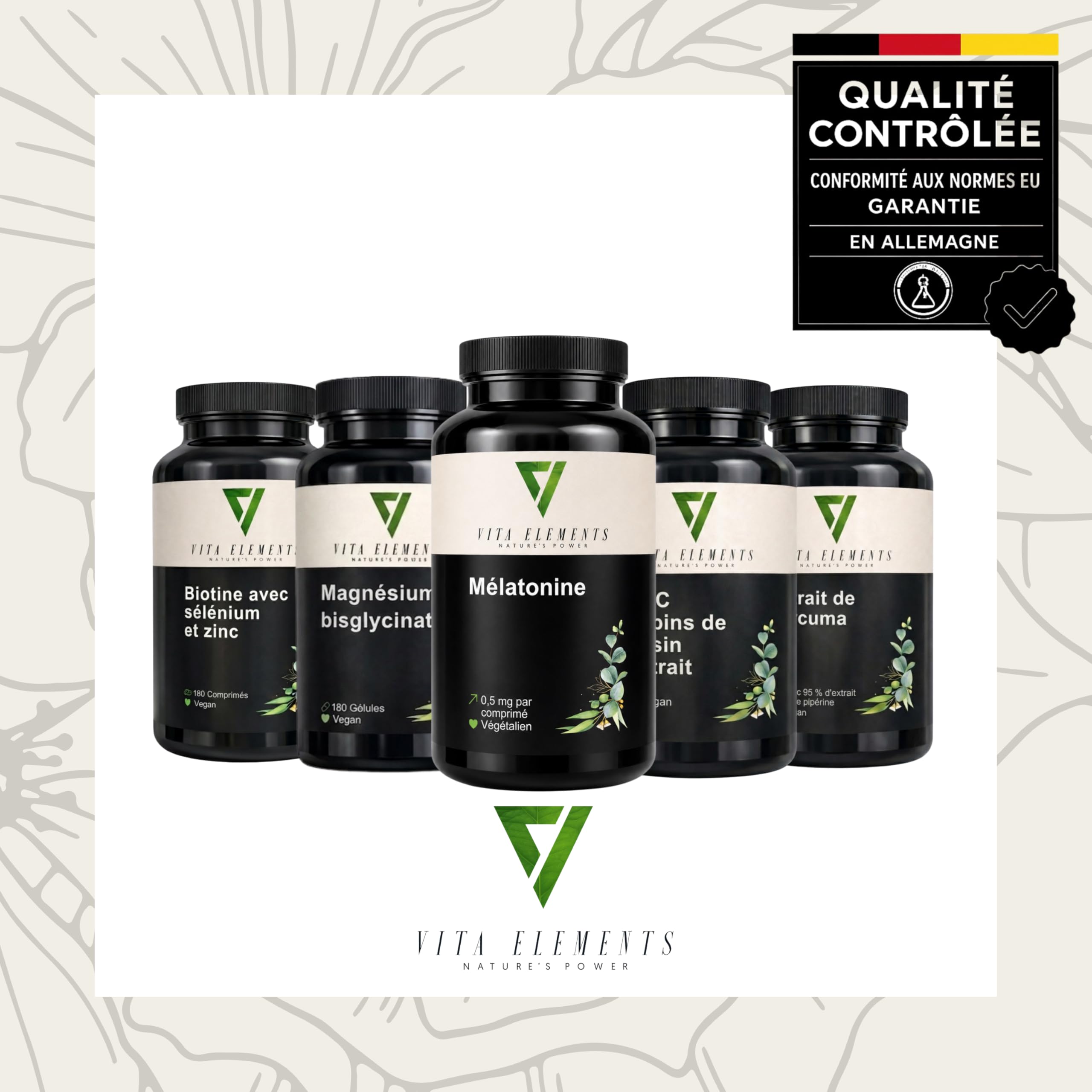 Vita Elements Mélatonine - 365 Comprimés - 0,5mg Mélatonine par Dose Journalière - Stock Annuel - Vegan - Sans Stéarate de Magnésium - Testé en Laboratoire - Mini Comprimés (3)