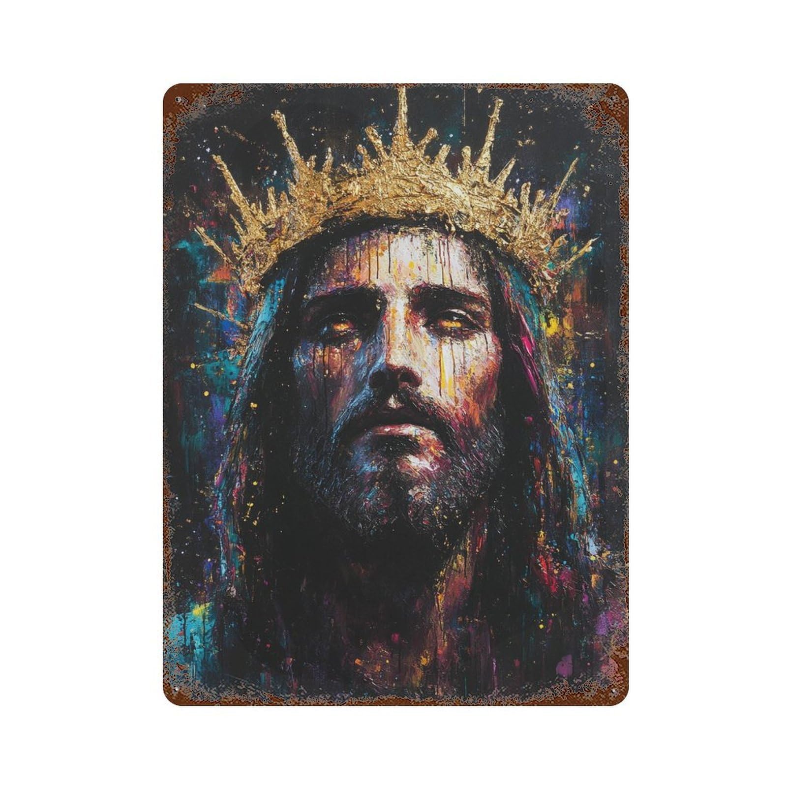 Golden Crowned Majesty Painting Decorative Tin Sign 15.7"x11.8", for Bistro, Counter And Cafe Decor, Novelty Wall Decor