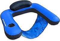 Swimline Original Fabric Covered U-Seat Inflatable Pool Lounger with Sling Seat, Backrest & Cup Holder