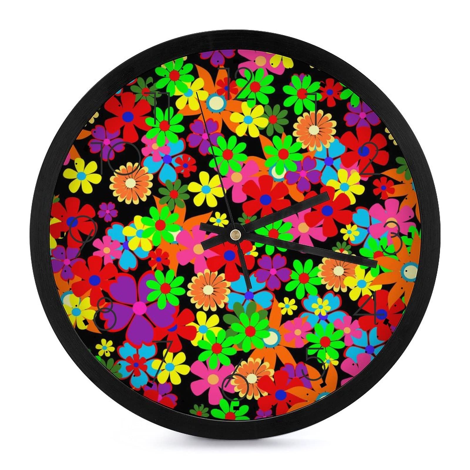 Horloge murale ronde fleurs : ne manquez plus l'heure grâce aux grands chiffres