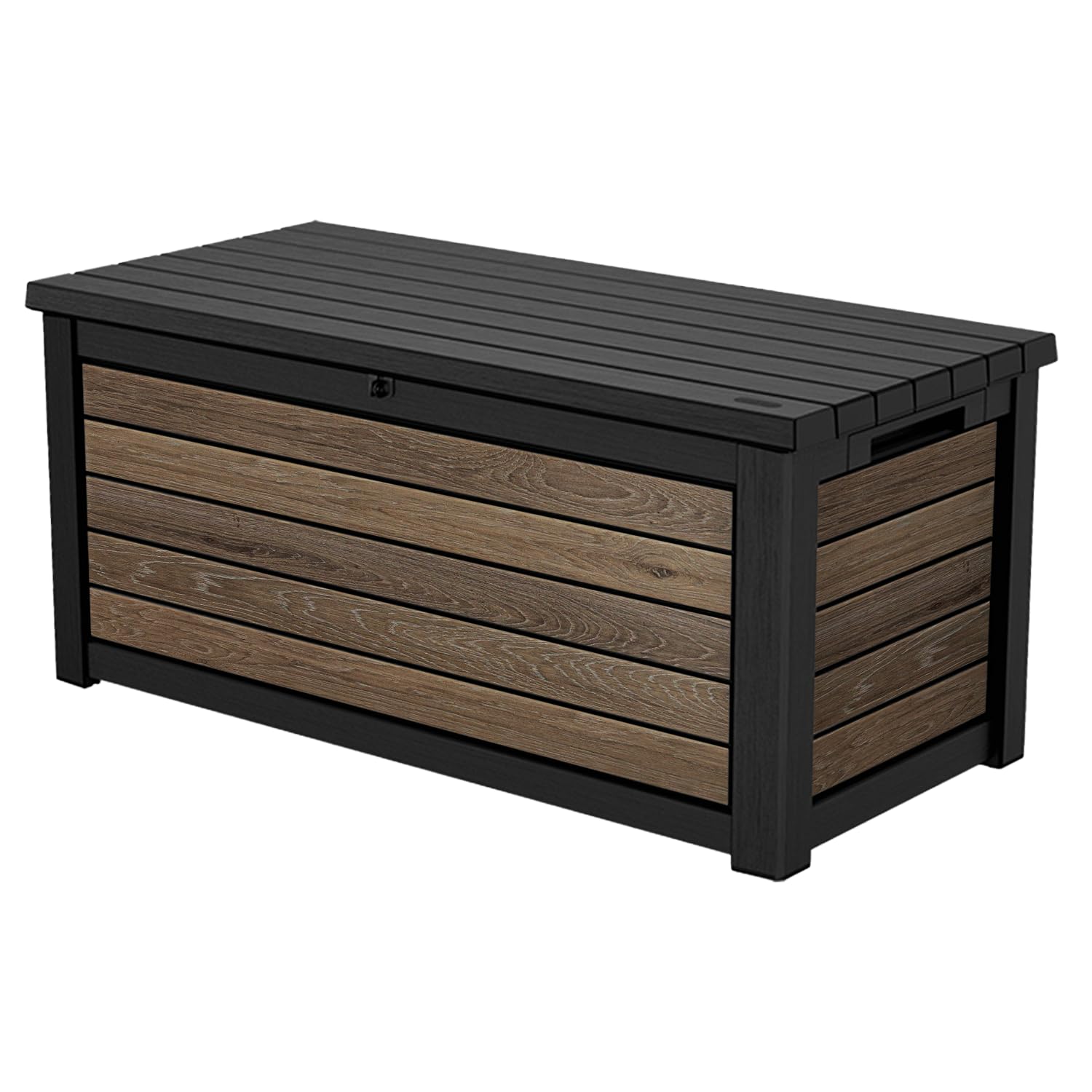Keter Gartenbox Northwood 623L | 157x72x69 cm | Kunststoff in Holzoptik (Walnuss) | Deckel bis 270 kg belastbar | abschließbar