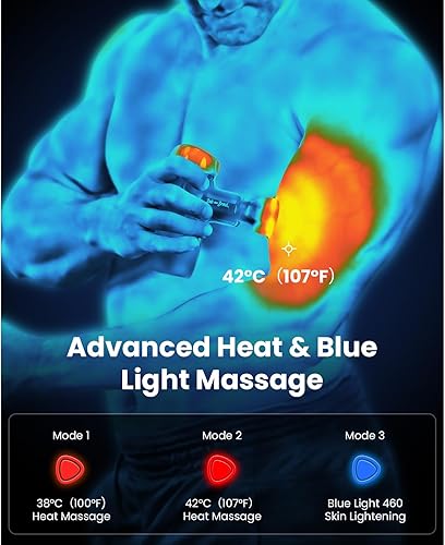 Miniatura 2 de BOB AND BRAD M7 Plus - Mini pistola de masaje con calor, masajeador de tejido profundo calentado de tamaño de bolsillo, pistola masajeadora portátil