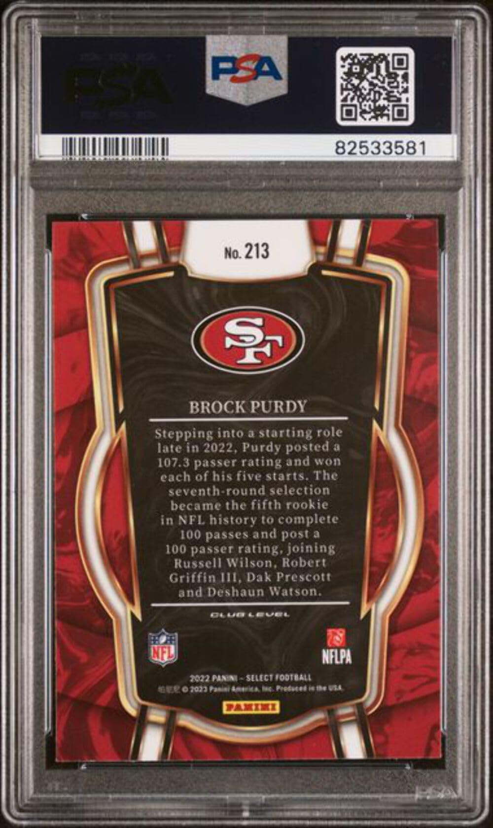 Amazon.com: Graded 2022 Panini Select Brock Purdy #213 Rookie RC
