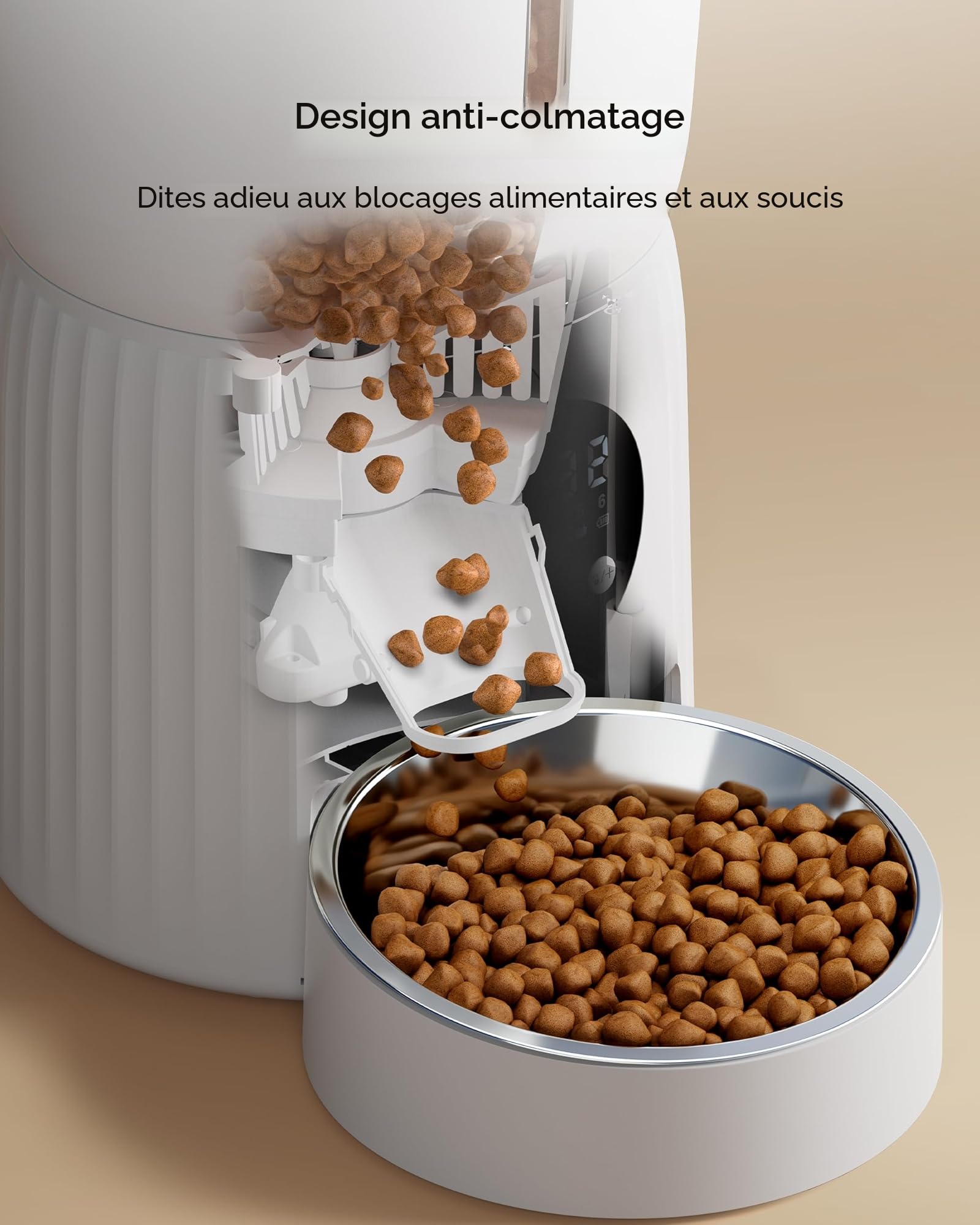 Faroro Distributeur Croquettes Automatique 4L pour Chat et Chien