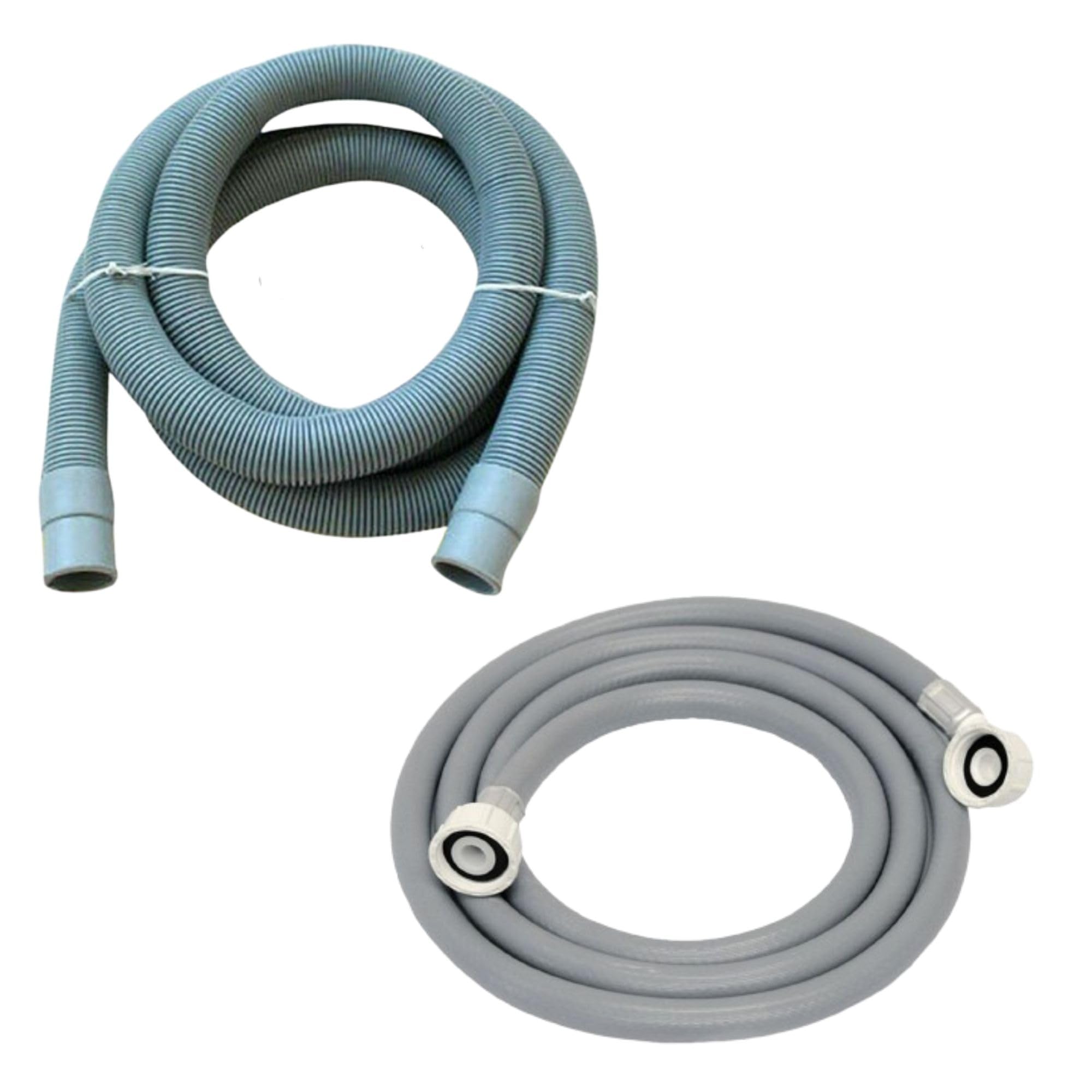 Dapetz ® Universal Washing Machine Dishwasher Straight End Inlet Pipe Fill Cold Water 2M Drain Extension Kit Feed Long Hose Ideal for Washing Machines and Dish Washers