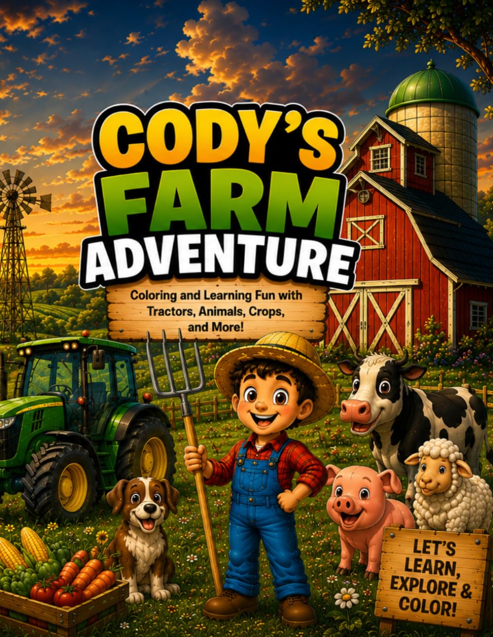 Cody's Farmyard Adventure: Color and Learn with Farm Animals, Tractors, Harvesters, and More Fun Farm Machines (Cody’s Adventure Learning Books)