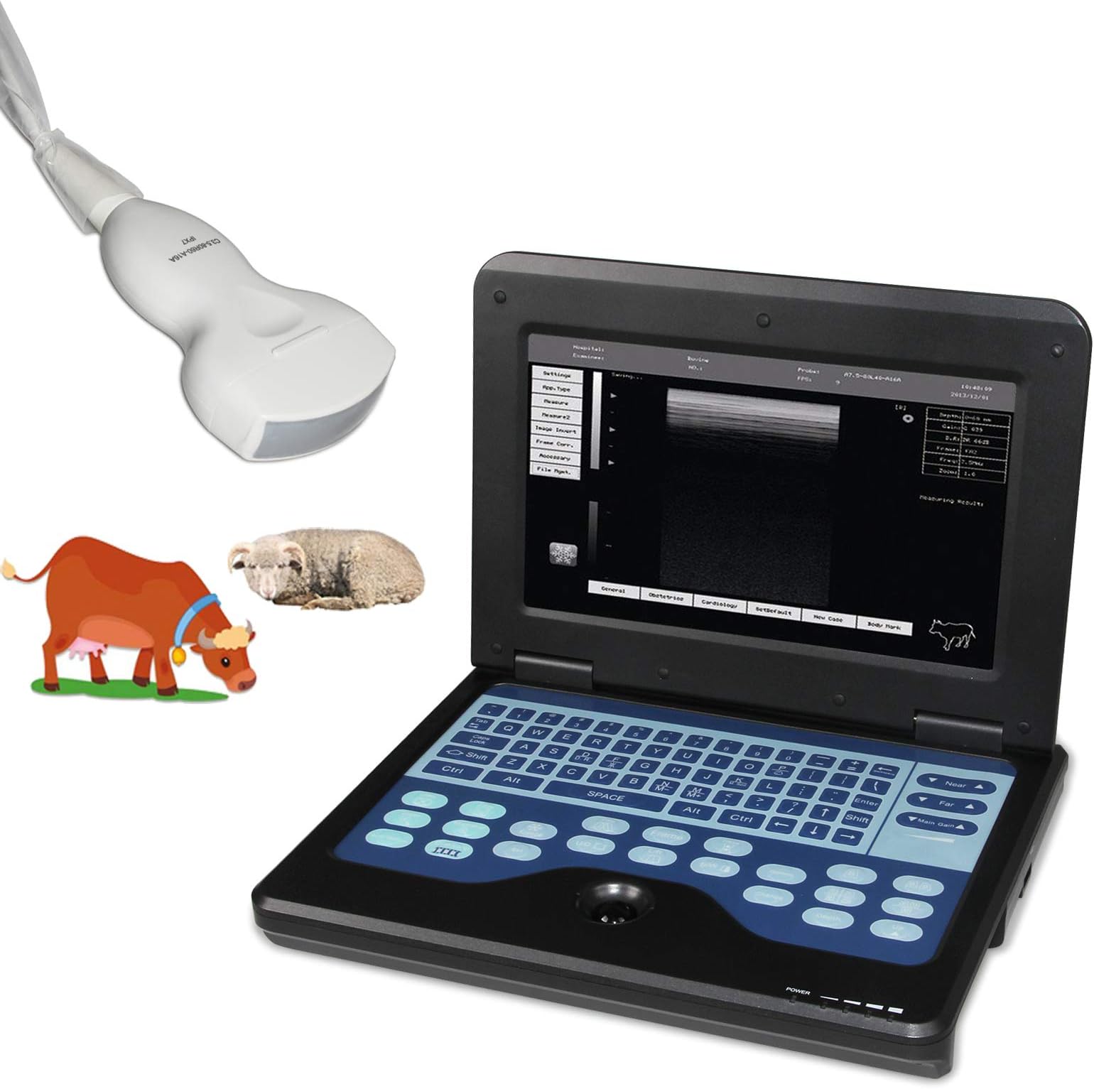 Portable Veterinary B Ultrasonic Scanner with 3.5Mhz Convex Probe for Horse, Goat, Cow, Sheep, Pig