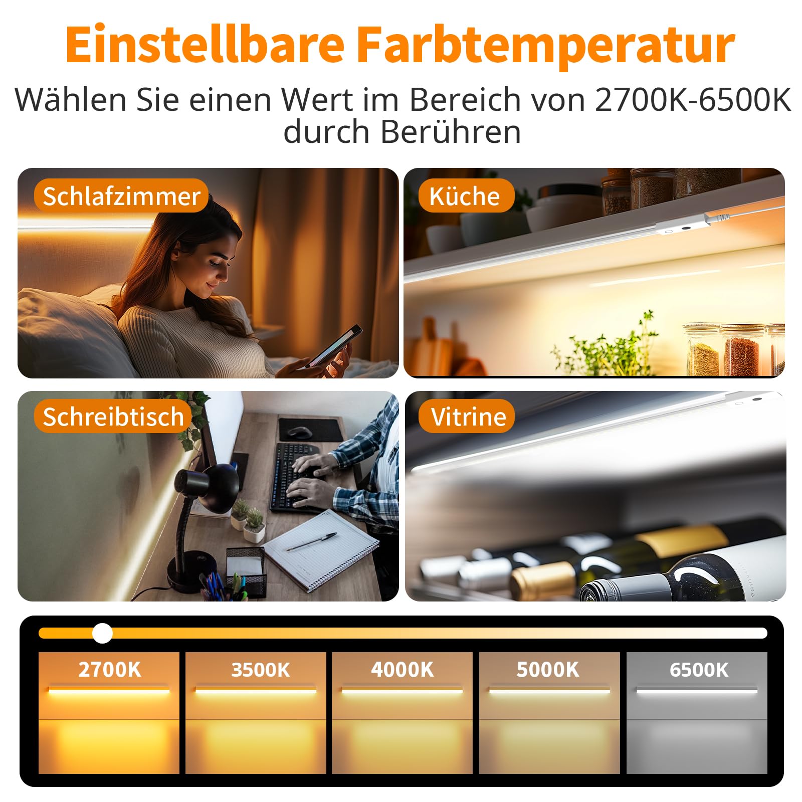 SIBI LIGHTING Lampada da incasso a LED, 3 pezzi, 1 m, dimmerabile, per cucina, autoadesiva, flessibile, in silicone, con alimentatore da 24 V, per cucina, ufficio, camera da letto