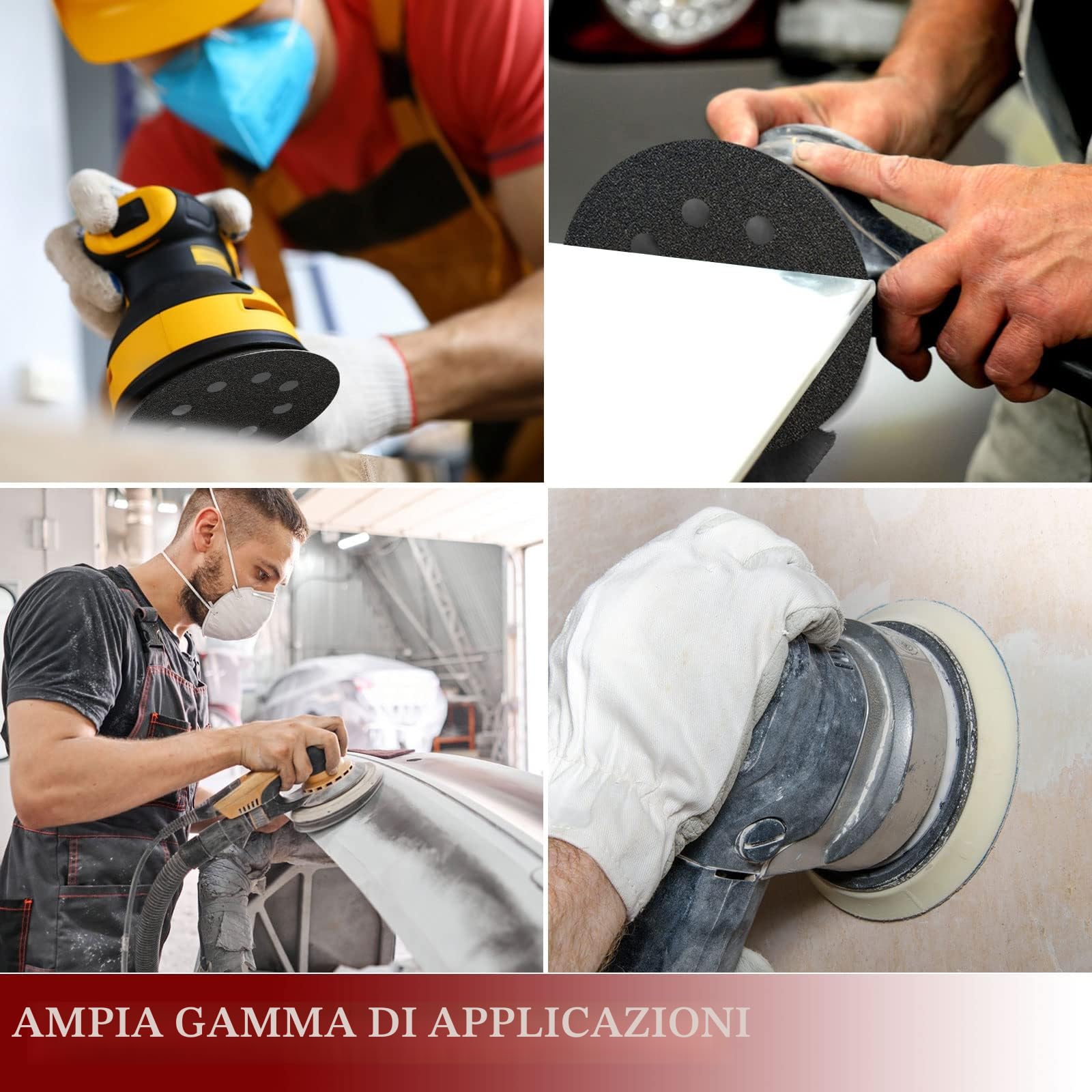 STEBRUAM 125mm Dischi Abrasivi, 80 pezzi Carta vetrata al carburo di silicio, 10 x 320/400/600/800/1000/1200/1500/2000 Graniglie 8 Fori Nero, per Levigatrici Orbitali