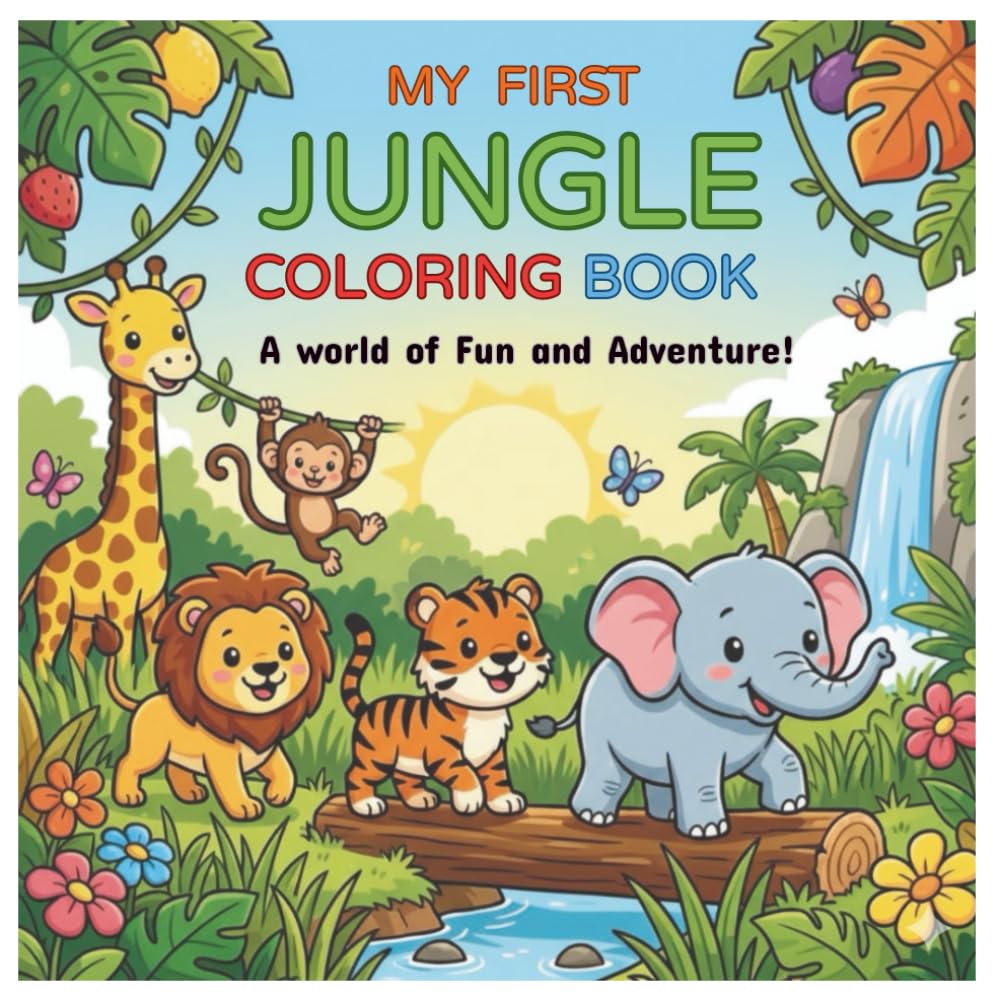 Jungle Coloring Book: Big & Simple Animal Pages for Kids