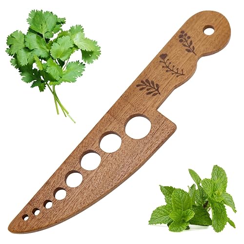 Wooden Vegetable Herb Stripper Tool, Leaf Separator Herb Cutter with