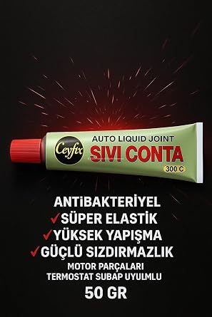 Ceyfix Sıvı Conta Yapıştırıcı, Süper Elastik, Yüksek Yapışma, Güçlü Sızdırmazlık, Motor Parçaları, Termostat, Subap Uyumlu, 50 gr
