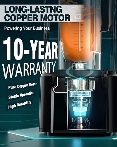 Miniatura 9 de WantJoin Licuadora profesional comercial con escudo, carcasa de sonido silenciosa, 2200 W, industrias fuerte y silenciosa, potencia de grado