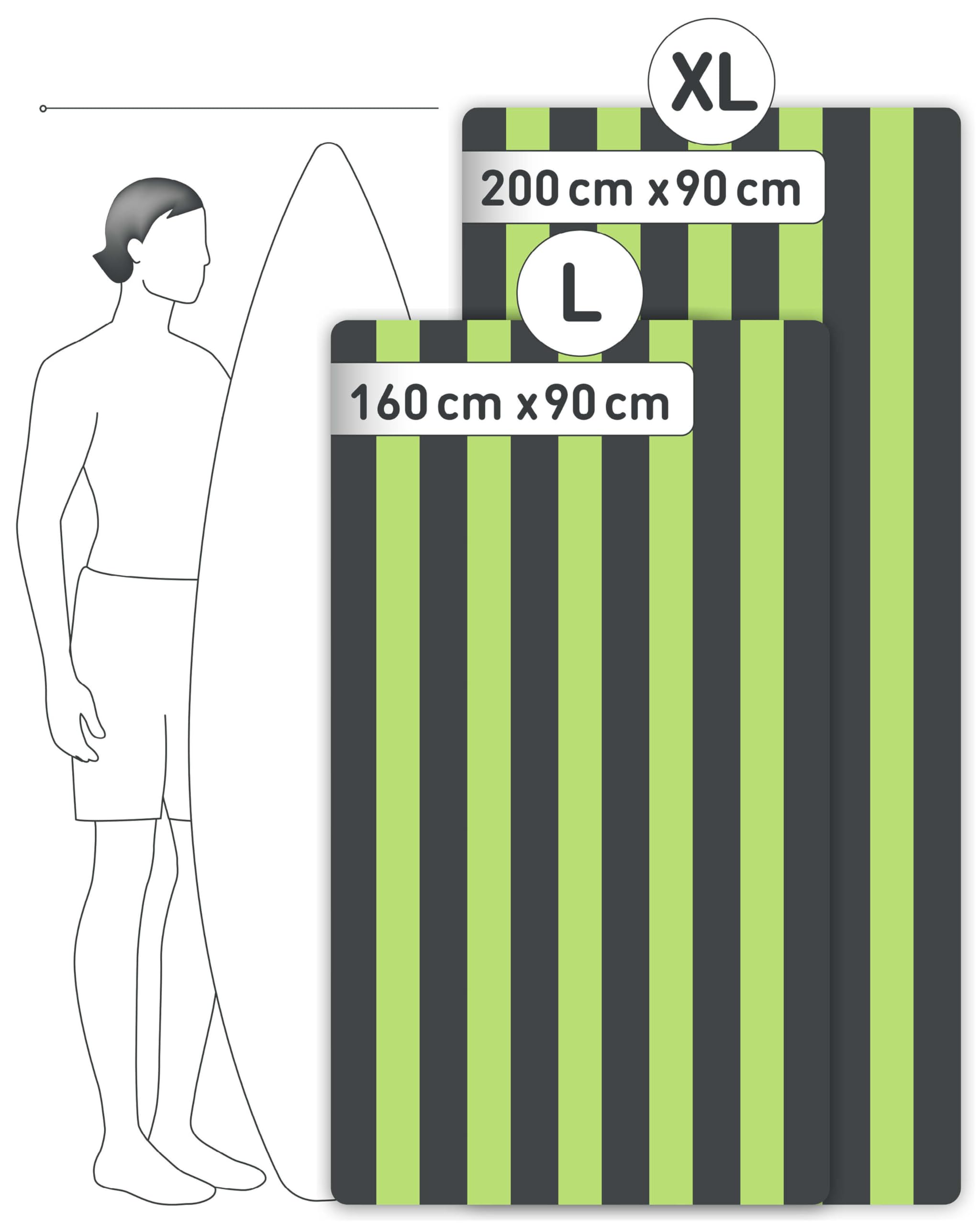 Fit-Flip Telo Mare microfibra – leggero, fine e ad asciugatura rapida – asciugamano microfibra grande – teli antisabbia da spiaggia – 100% riciclato - rigato verde-grigio scuro 200cmx90cm