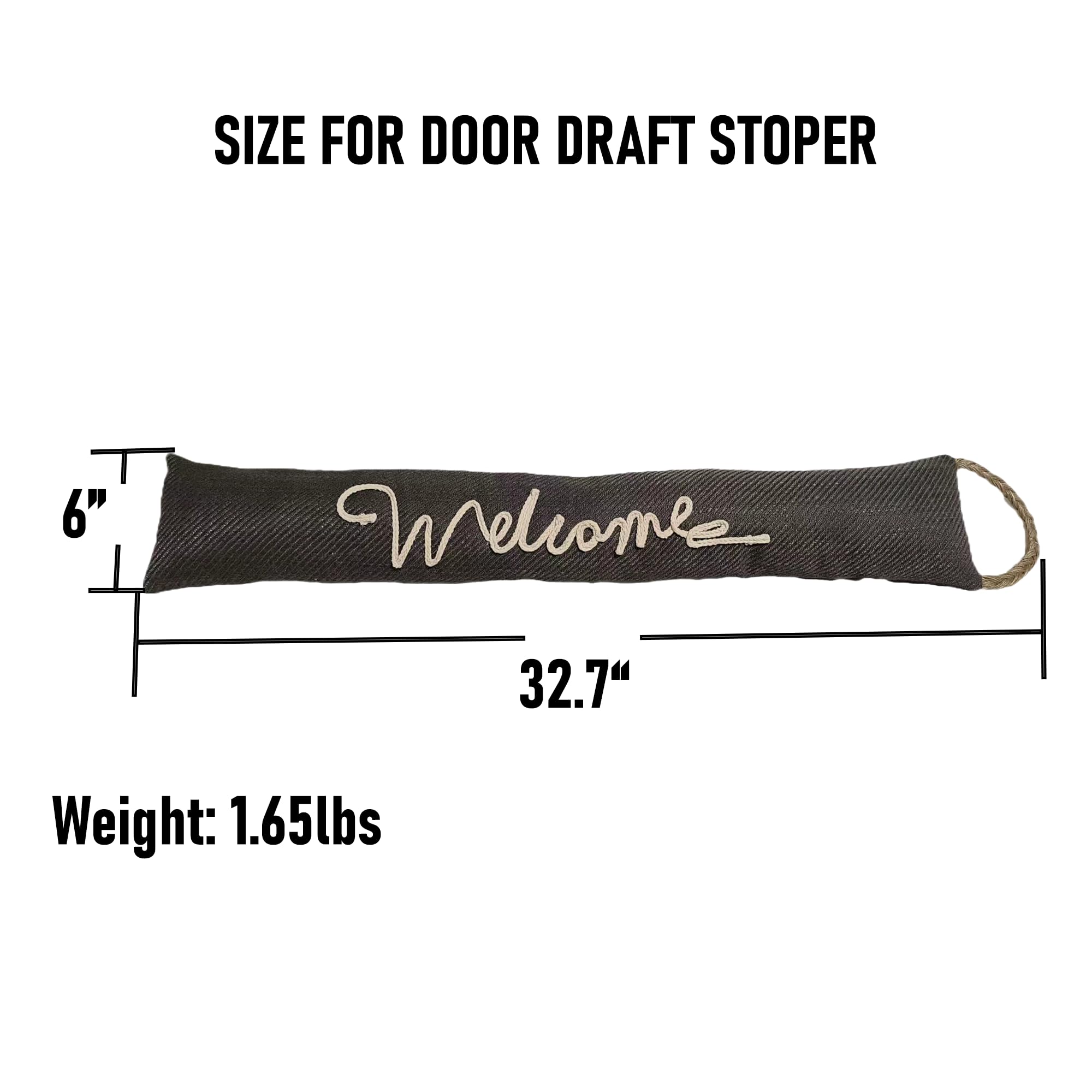 Buracoli Fabric Under Door Draft Stopper Weighted Air Draft Stopper Blocker for Door and Window, Decorative Wind Stopper with Hanging Rope, 32.7inch Wind Dust and Heat Preventer Durable