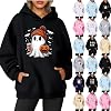 Womens Halloween Spooky Season Hoodie,Cute Ghost Graphic Sweatshirts Funny Pumpkin Face Tops Long Sleeve Hoodie 2024