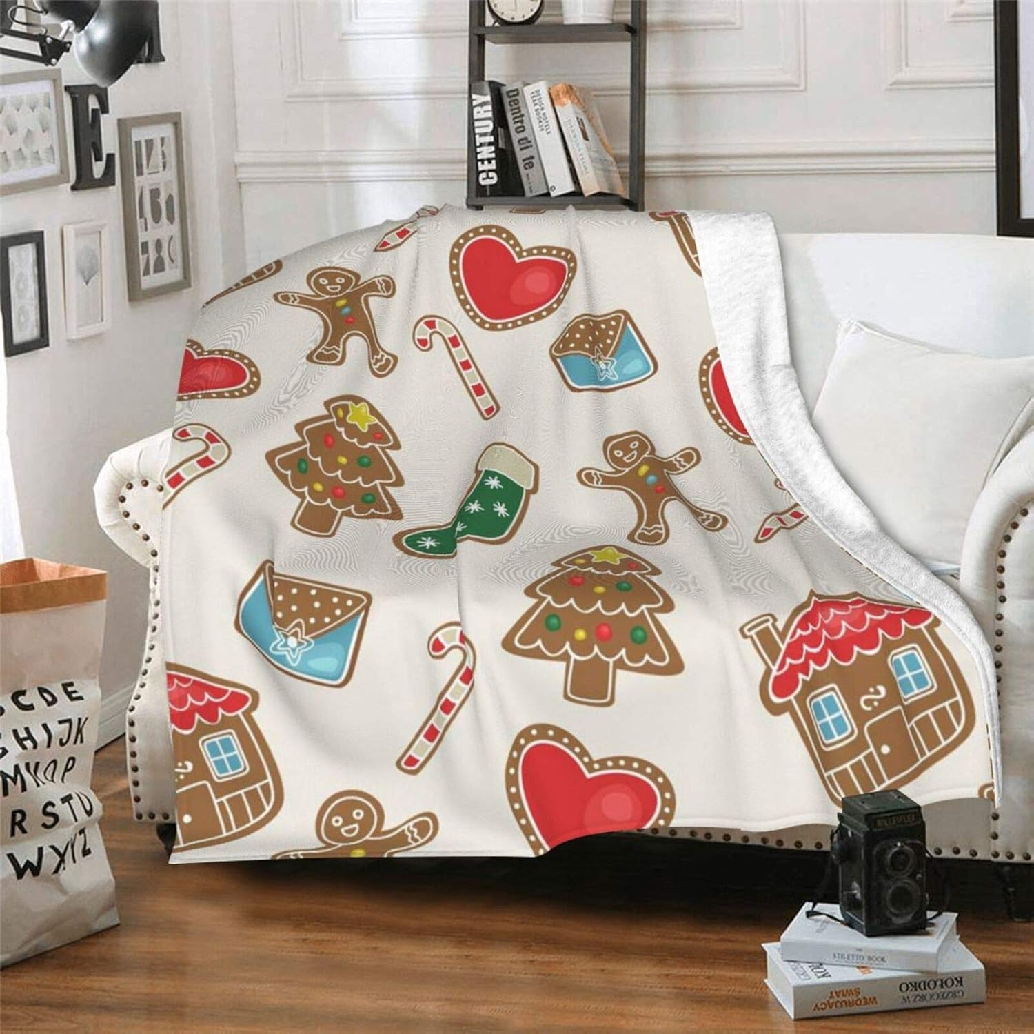 Amazon｜フリースブランケット Christmas Cartoon Art ブランケット ソファ 毛布 厚手 ブランケット 大判 マイクロ