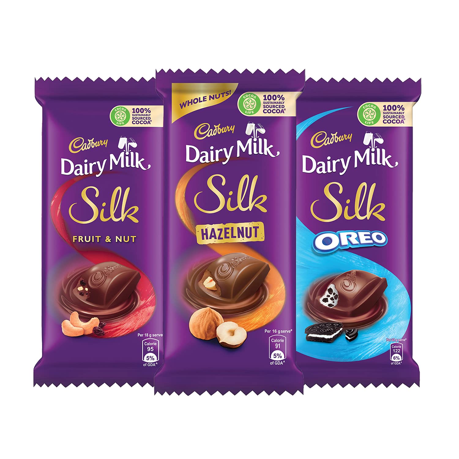 Cadbury Dairy Milk Silk Chocolates Combo (1 x Oreo 130g, 1 x Fruit and Nut 55g and 1 x Hazelnut 143g) (B07L9M5GD7) Amazon Price History, Amazon Price Tracker
