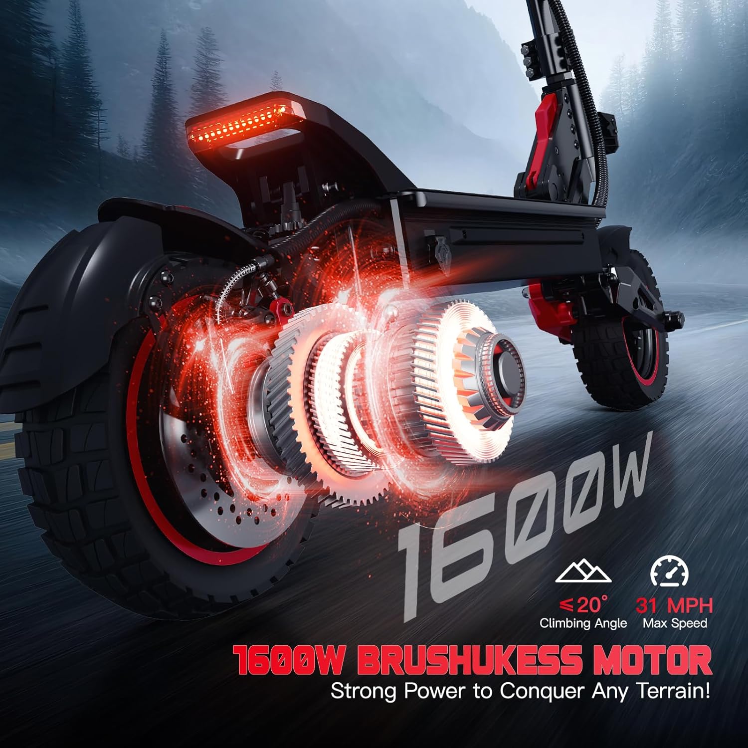Electric Scooter 900W to 1600W Motor 48V18ah Battery Folding Electric Scooter for Adults 11 Inch Tires Top Speed 30 to 34 MPH Long Range Up to 37 Miles Perfect for Commuting and Leisure