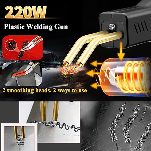 Miniatura 6 de Soldador de plástico mejorado de 220 W, kit de soldadura de reparación de soldadura de plástico 2 en 1, 1000 unidades, pistola de soldadura en