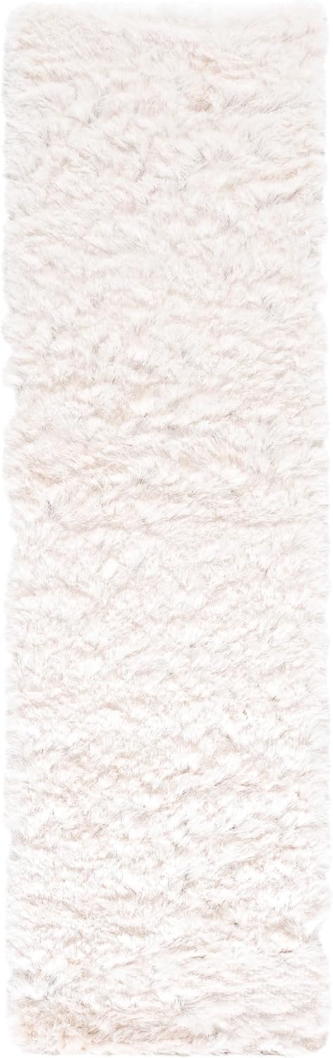 SAFAVIEH Paris Shag Collection Runner Rug - 2'3" x 8', Ivory, Handmade, Soft Flowing Pile, Ideal for Hallway, Foyer, Bedside, Accent Space (SG511-1212)