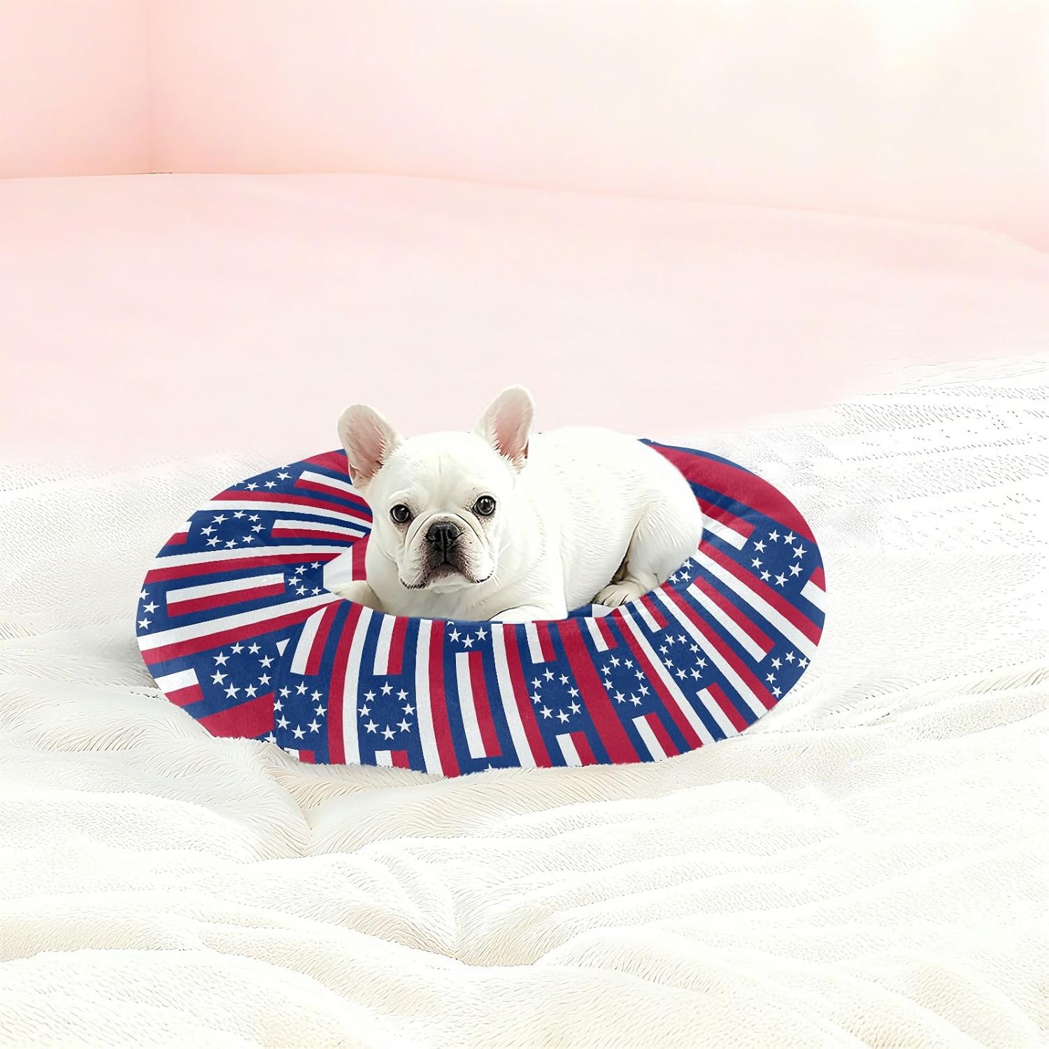 Pet Dog Beds Anxiety Relief Fluffy Dog Pillow Bed for Small Size Pets Sleeping M Stripe Star