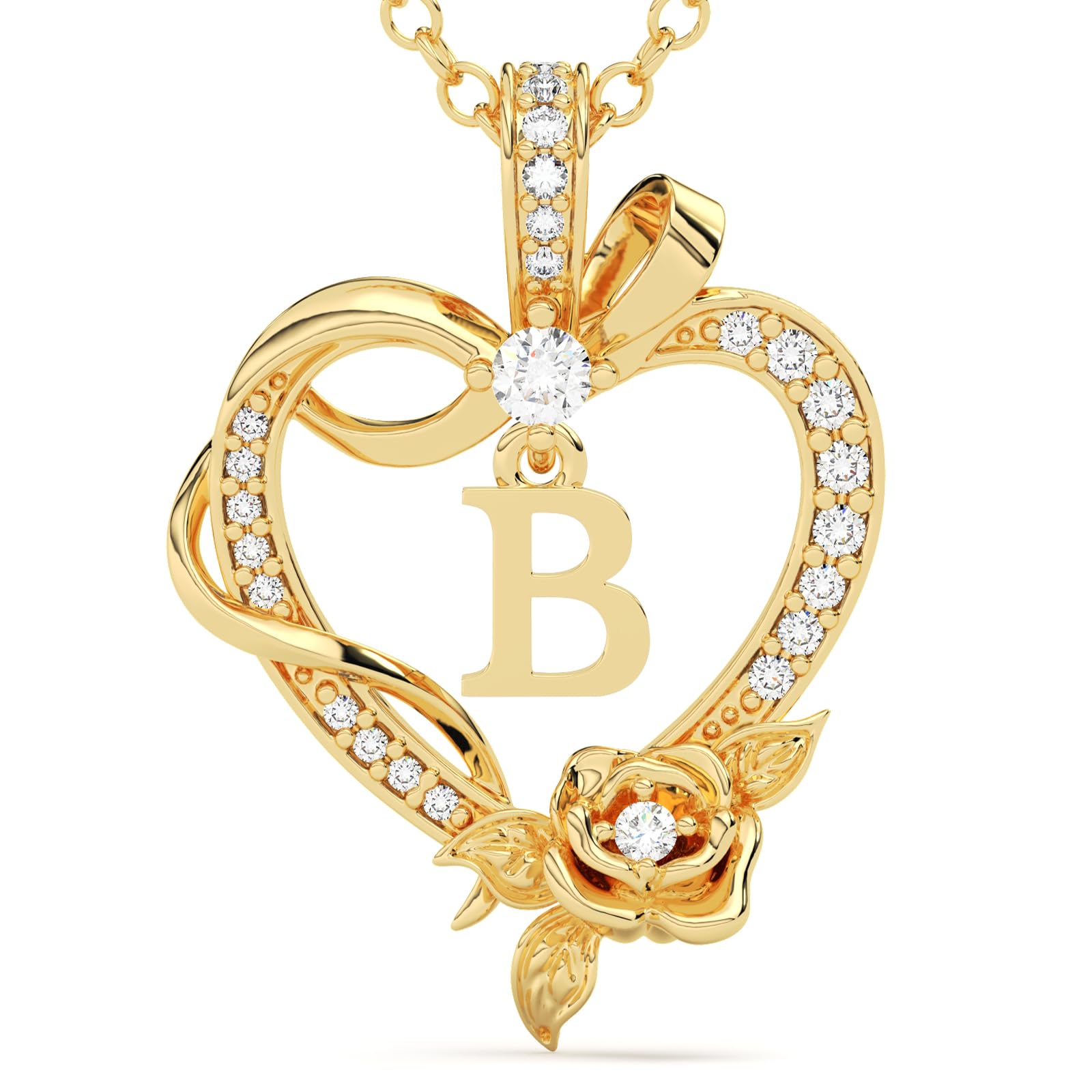 AGZBT Initial Heart Necklace