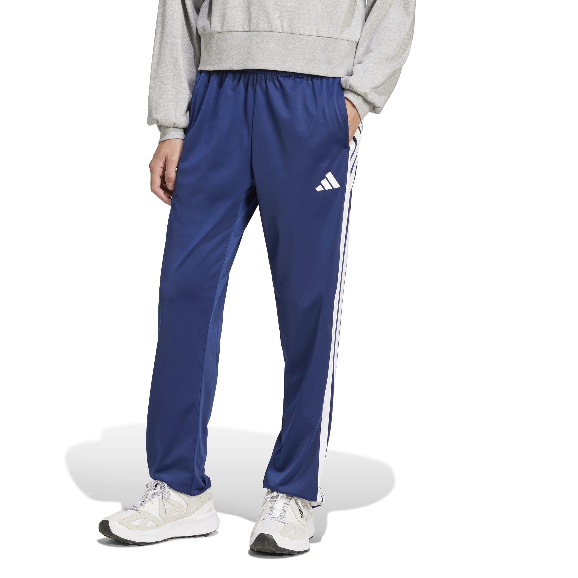 adidas Men's 3 Striipes Tricot Open Hem Pants, Dark Blue, L