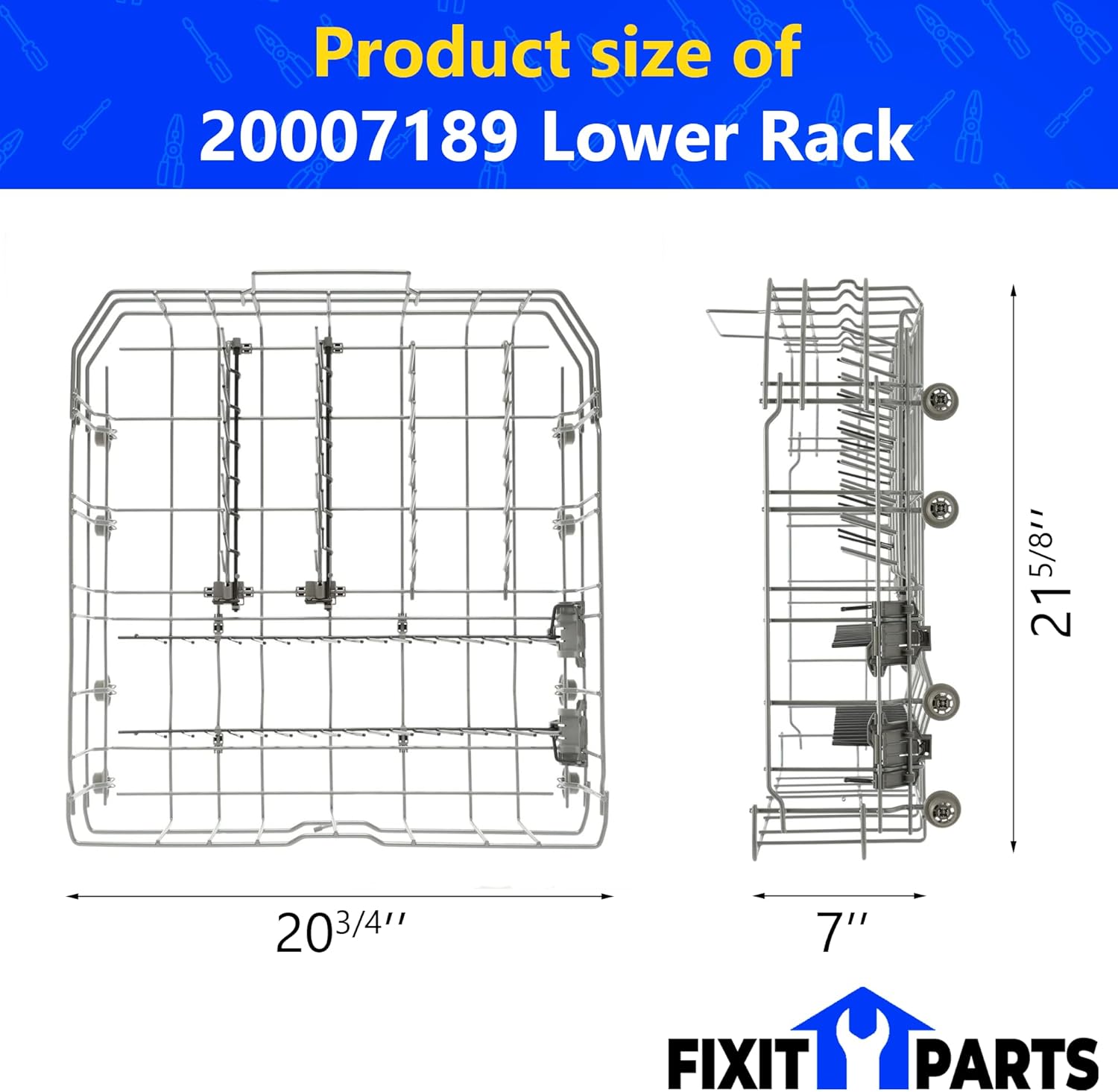 20007189 20000533 OEM Lower Dishwasher Rack for Crockery with 00675794 Dishwasher Cutlery Silverware Basket Updated Kit - OEM Parts Compatible With Bosch Thermador Dishwasher
