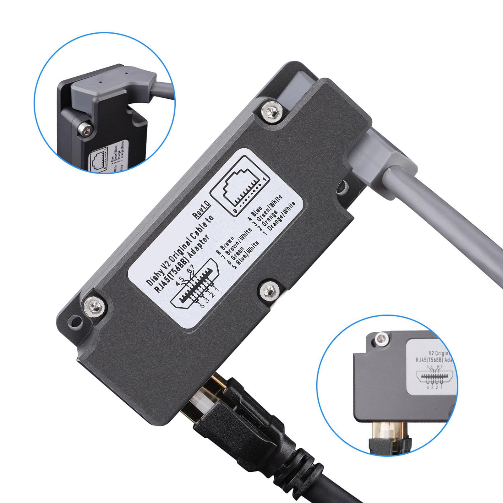 Adattatore Dishy V2 a RJ45 Connessione di rete stabile Adattatore Ethernet per GEN2 Piatto rettangolare Internet satellitare V2