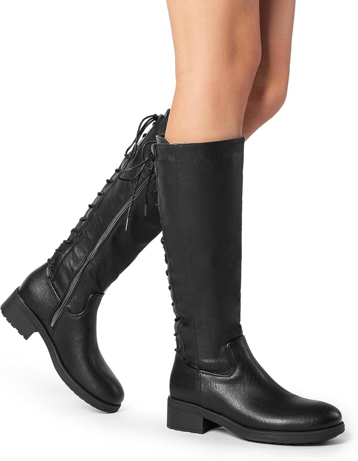 DREAM PAIRS Bottes Cuissardes Femmes Classiques à Lacets - Confortables Et Antidérapantes