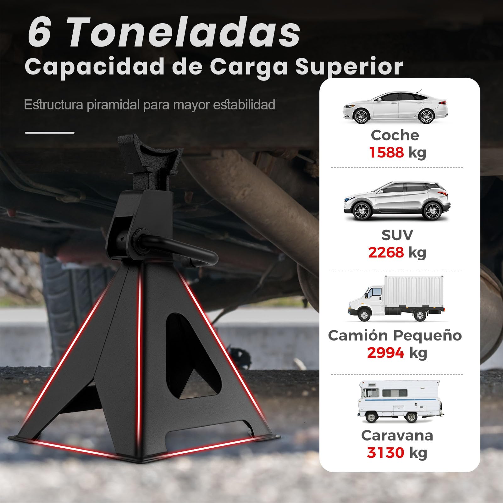 GOPLUS Soportes para Elevación de 6 Toneladas con Altura Ajustable