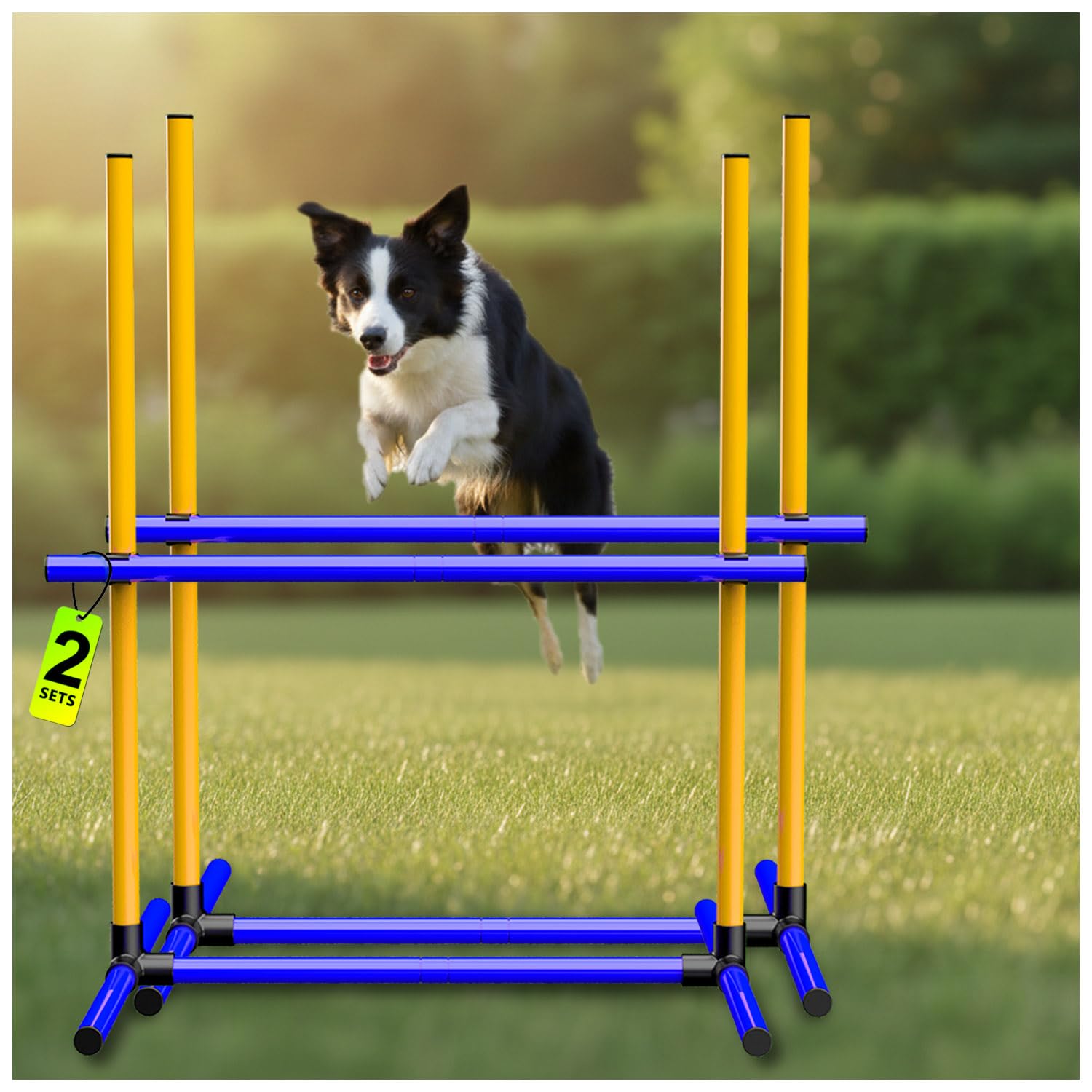 Dog Agility Hurdle Training Set, 2-Sets Jump Bar Equipment for Indoor & Outdoor Backyard Exercise